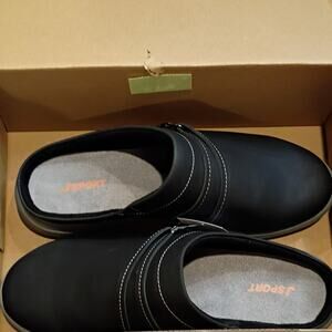 J Sport Gina Women's Black Slip-On Clog Shoes Cushioned Walking Size 10
